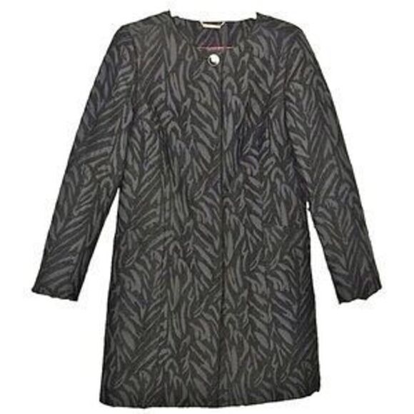 Dana Buchman Women’s Black Zebra Print Elegant Overcoat Size L - Picture 1 of 11